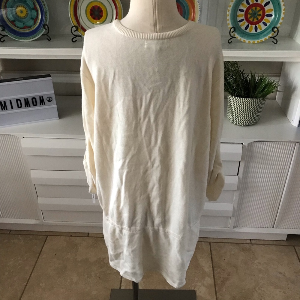 Calvin Klein cream knit tunic silky front - Picture 3 of 7